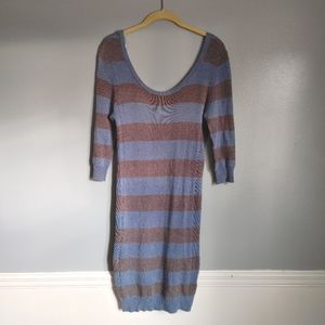 NWOT Free People Black and Blue Striped Sweater Dress Large